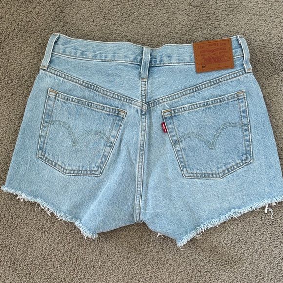 Levi's Classic Blue Ripped Jean Shorts - Picture 2 of 4